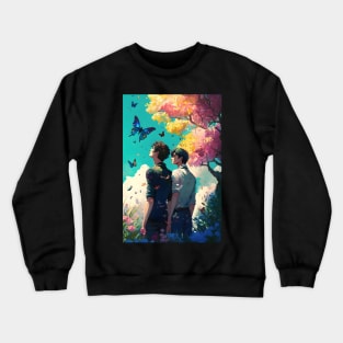 Two Souls Under Blue Butterflies Crewneck Sweatshirt